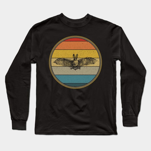 Bat Retro Style Sunset Vintage Distressed Animal Long Sleeve T-Shirt by SpacemanTees